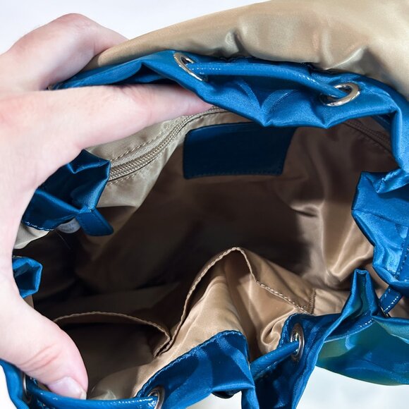 NWT Coach Dark Plume Blue Getaway Signature Nylon Packable Backpack F77350 - Picture 8 of 9